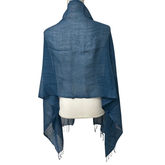 World Market 100% Wool Lightweight Scarf Blue - Picture 4 of 5